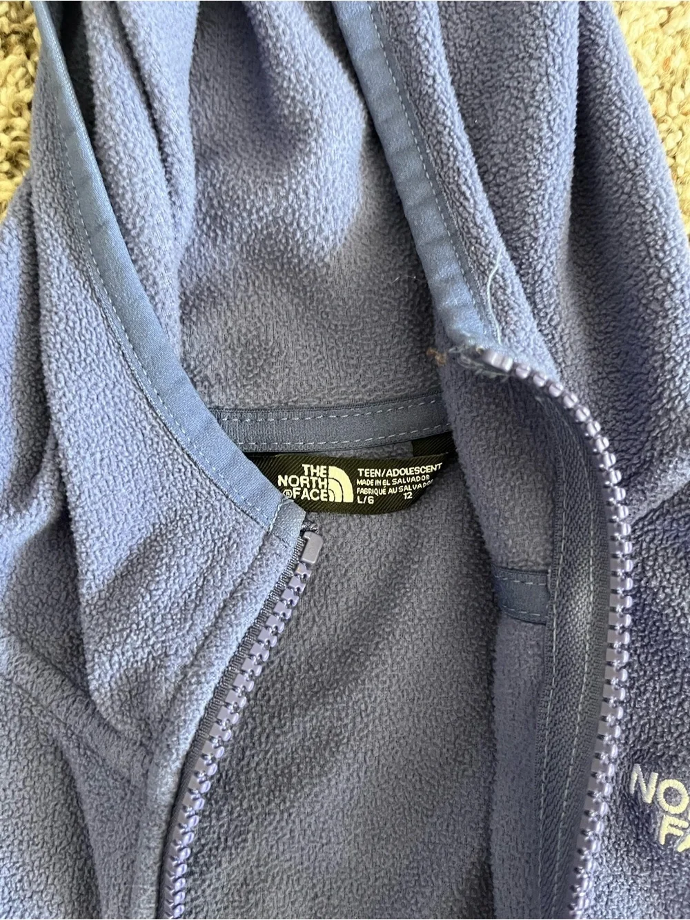The North Face Two-Tone Navy and Royal Blue Hooded Fleece Boys L 12